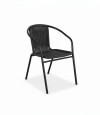 Silla Si­mil Rattan y acero clasica Negro