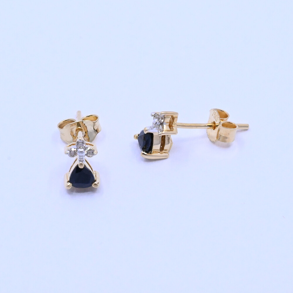 Caravanas oro 18k brillantes y zafiro. Caravanas oro 18k brillantes y zafiro.