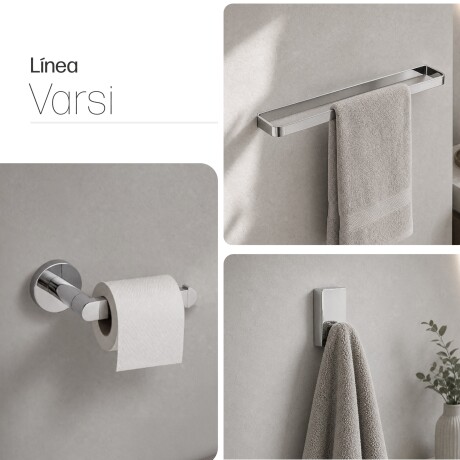 SET ACCESORIO BAÑO TOALLERO Y PERCHA LINEA BRILLO CROMO CROMO