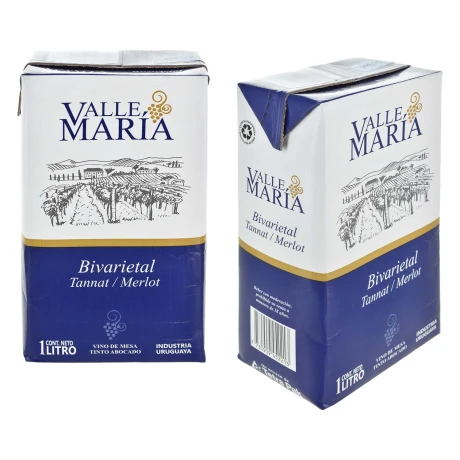 VINO VALLE MARIA VAR TETRA 1L TANNAT MERLOT VINO VALLE MARIA VAR TETRA 1L TANNAT MERLOT