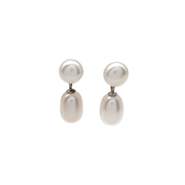 Caravanas Doble Perlas españolas-Plata 925-Con Perla-CA3251 Conperla