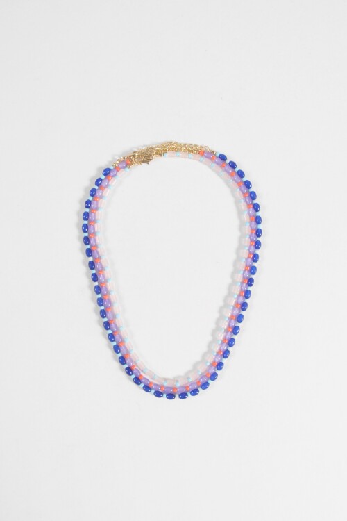 Collar triple vuelta cuentas vidrio multicolor
