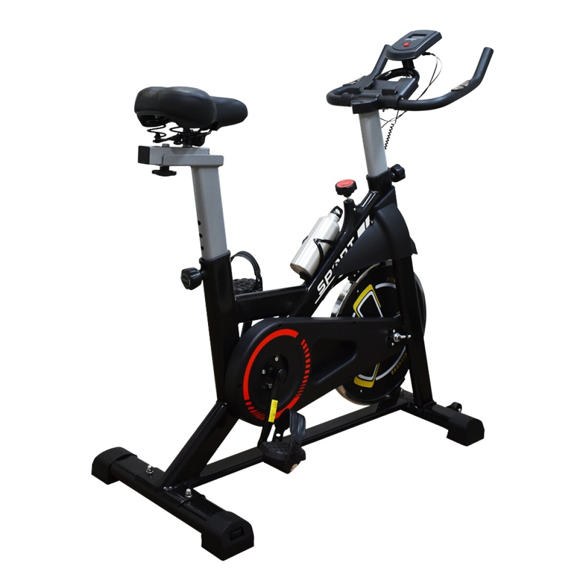 Bicicleta de Spinning Regulable Monitor y Pulsómetro Fitness - Negro 