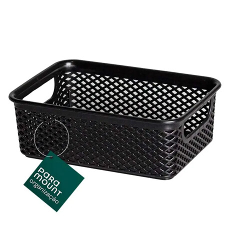 Caja Cesto Organizador en Plástico Calado Línea 17x12x6Cm Negro