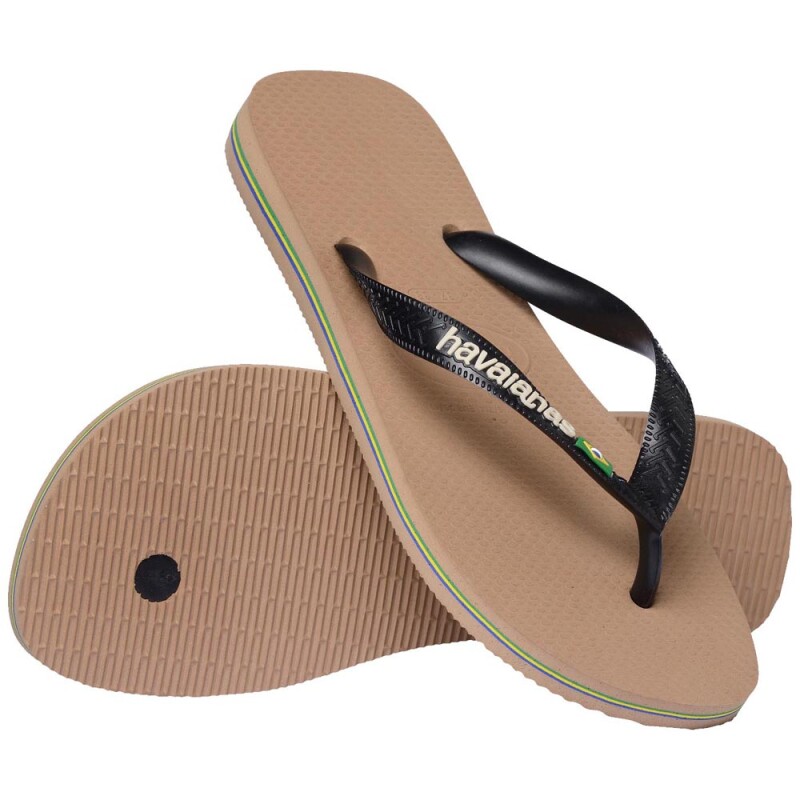 Sandalias Havaianas Brasil Logo Hombre Oro Rosa Negro