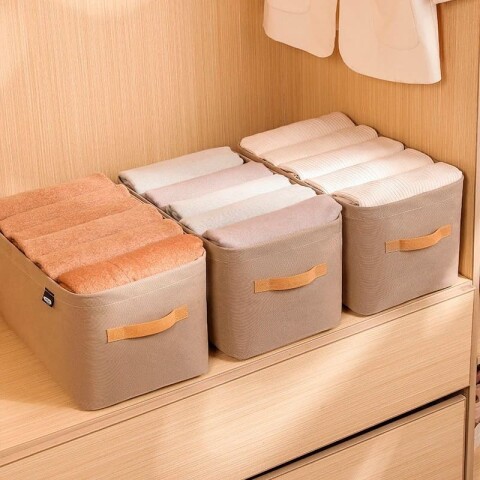 Caja de almacenamiento organizador de ropa 48cm Marrón