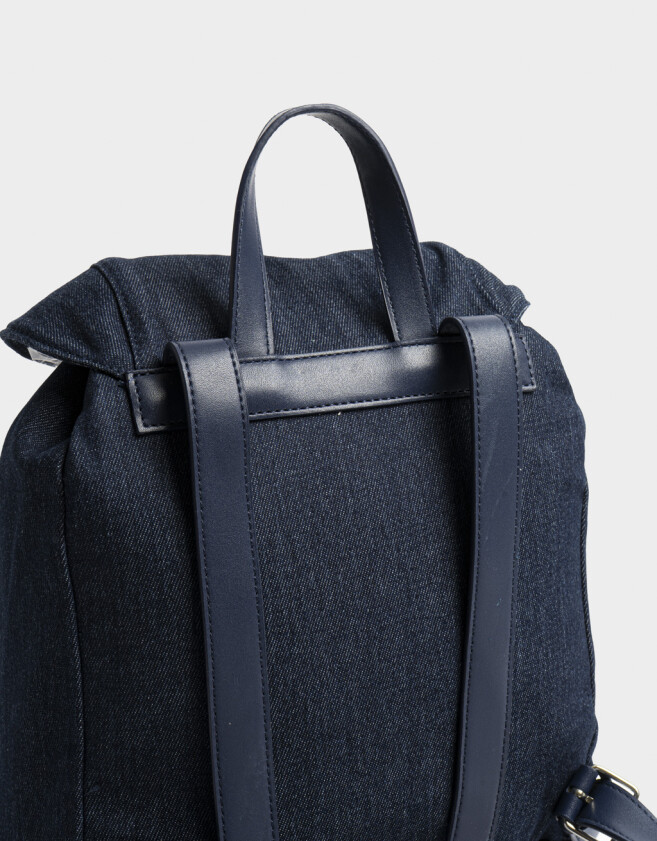 Mochilas Urbanas Mochila De Cuerina Daisy Denim Con Llavero - Azul Gastado