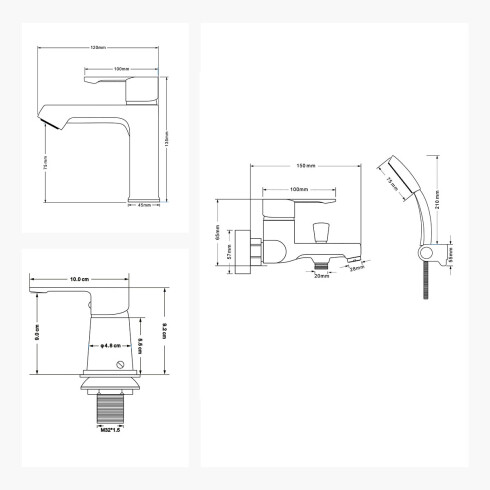 JUEGO DE GRIFERIA LAVATORIO BAJO DUCHA EXTERIOR Y DUCHA HIGIENICA 000