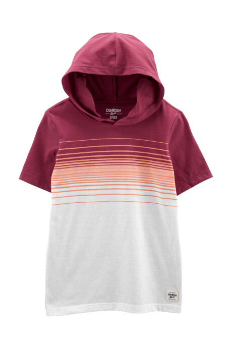 Remera de algodón con capucha y diseño a rayas Sin color