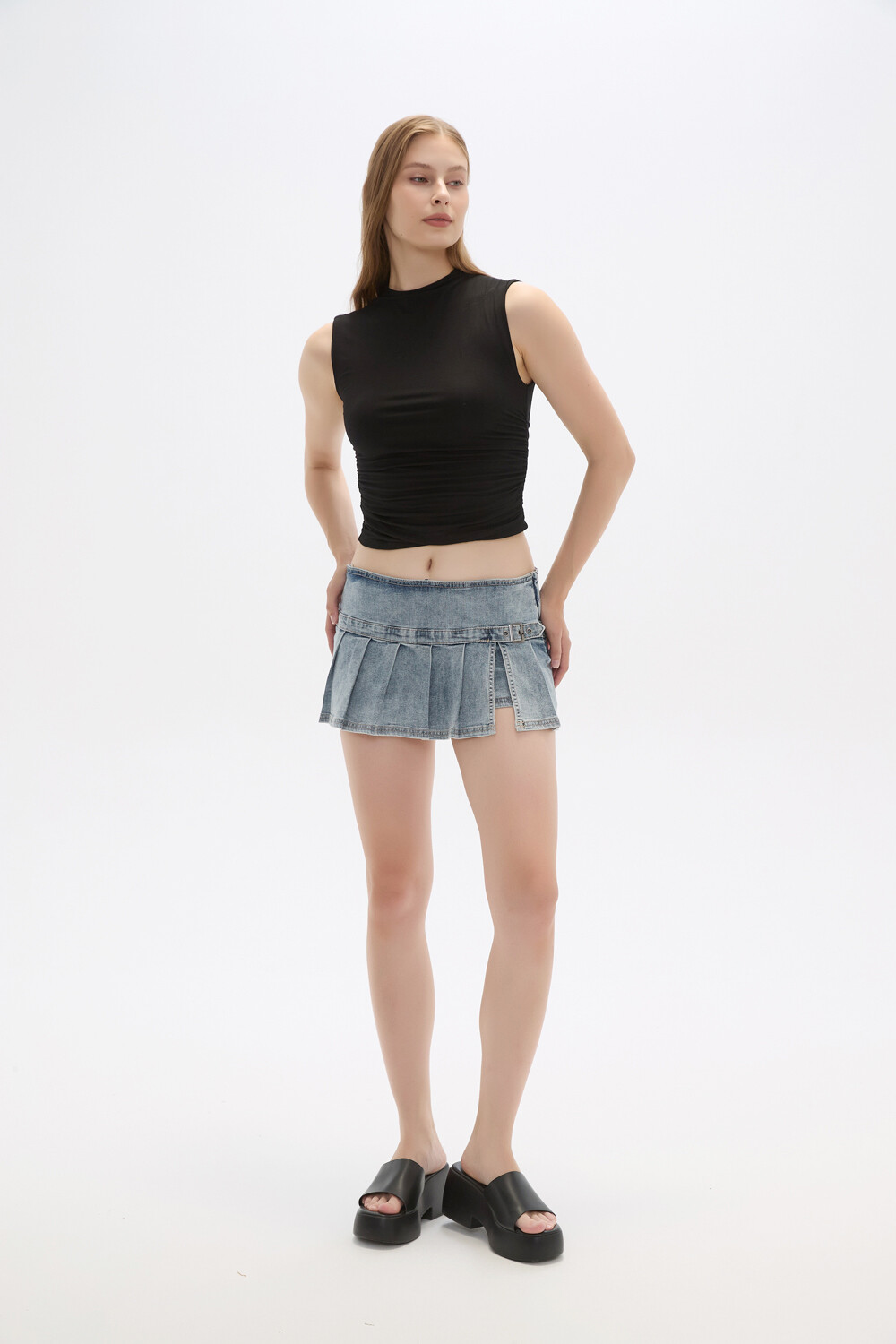 Falda Diloa Celeste Grisaceo