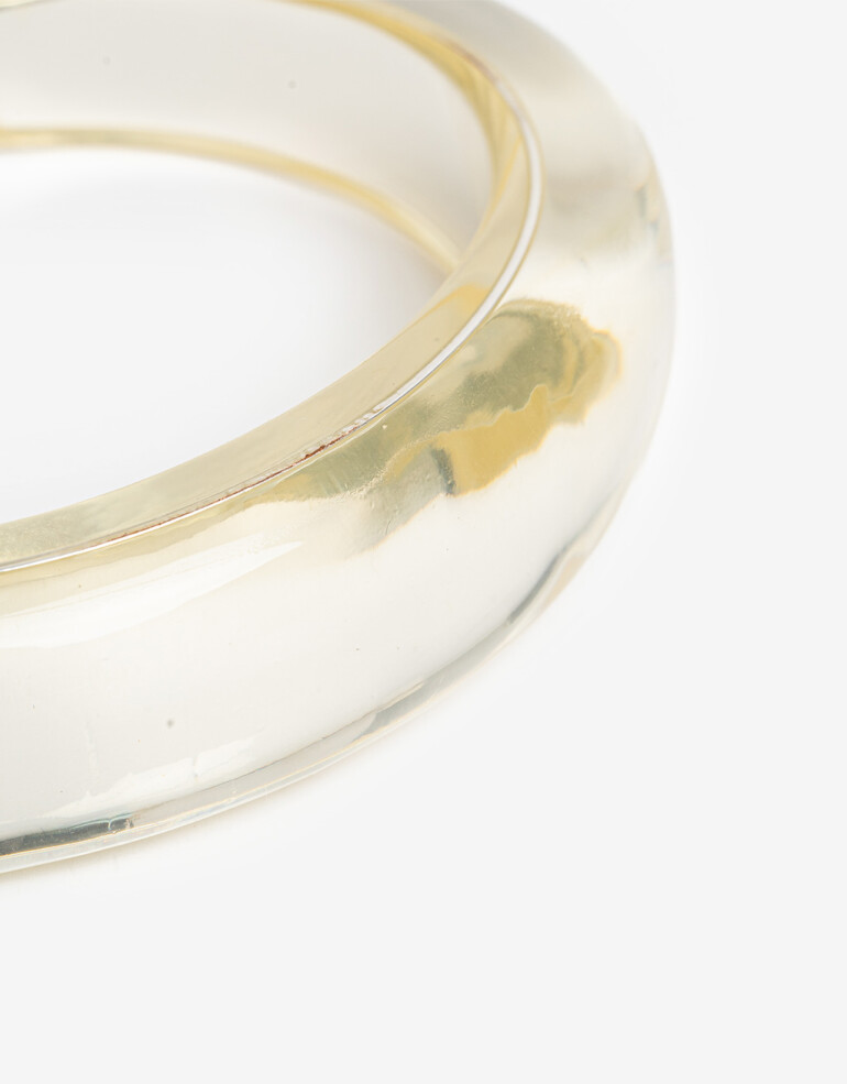 Brazaletes Acrilico Brazalete Metal Y Resina. - Plateado Rodio