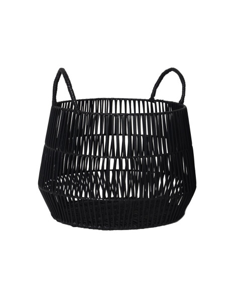 CESTO C/ASAS D30X25CMS PLASTICO SIMIL RATAN NEGRO CESTO C/ASAS D30X25CMS PLASTICO SIMIL RATAN NEGRO