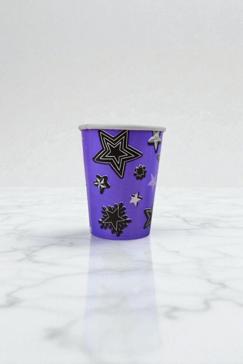 Vaso polipapel 8 oz - VIOLETA STARS 