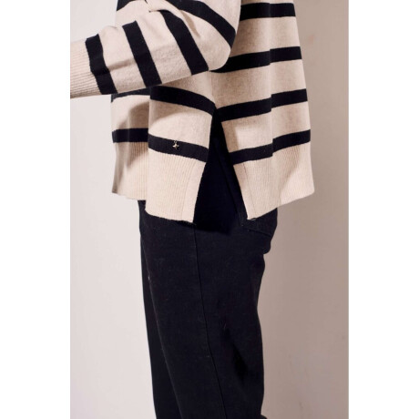 Polera Rayada Beige Melange