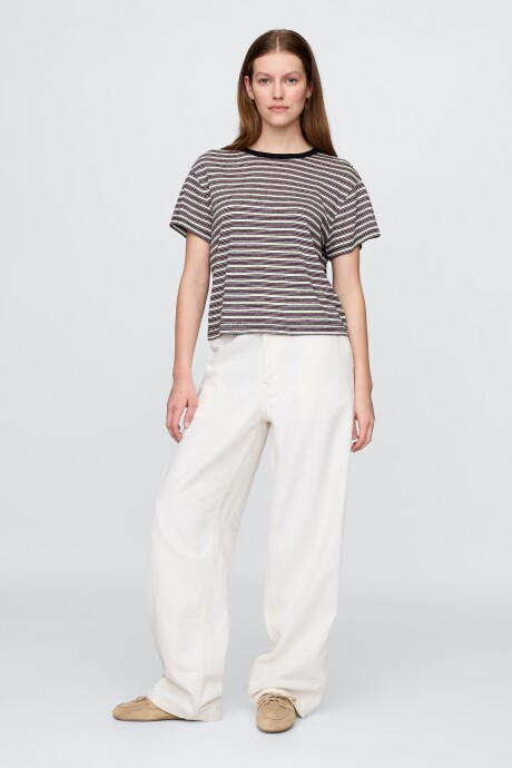 Remera De Lino Editor Mujer Chino Multi Stripe