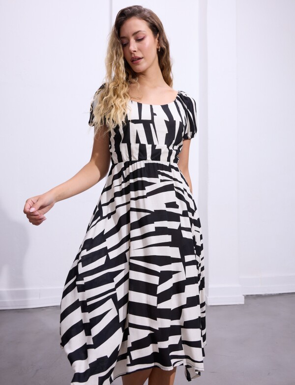 Vestido Printed NEGRO/CRUDO