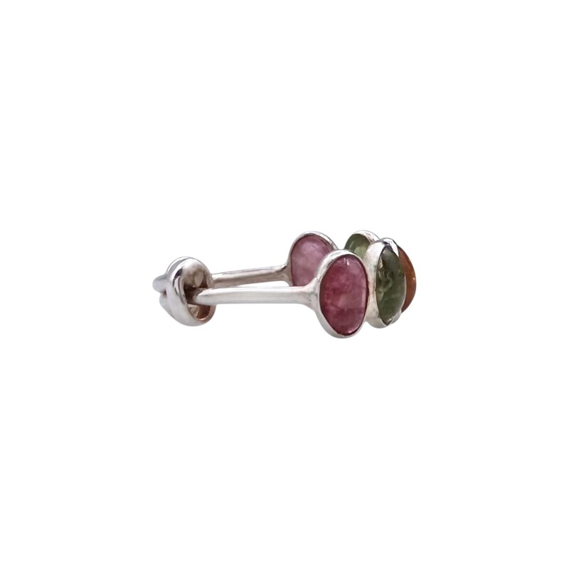 Anillo Óvalos-Plata rodinada-Piedra Turmalina multicolor-AN2016 conpiedra