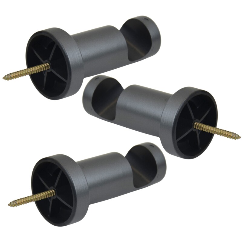 Barrote cortina de metal 2,5 m + 3 Soportes GRIS OSCURO