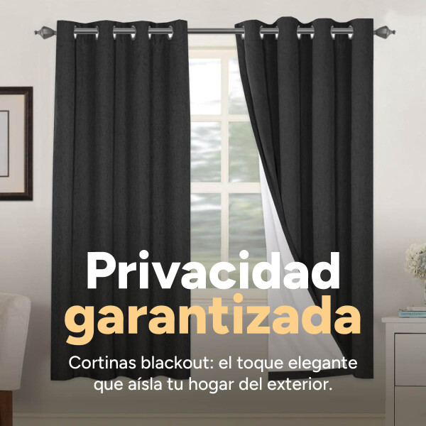 Cortina 100% Blackout 2Paños 140x220 Textura Lino Doble Faz Variante Color Gris Oscuro