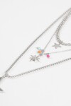 Collar triple dije estrella plateado