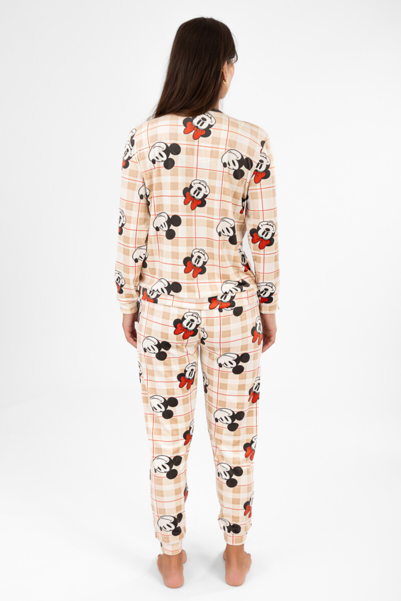 Pijama mickey velour Beige
