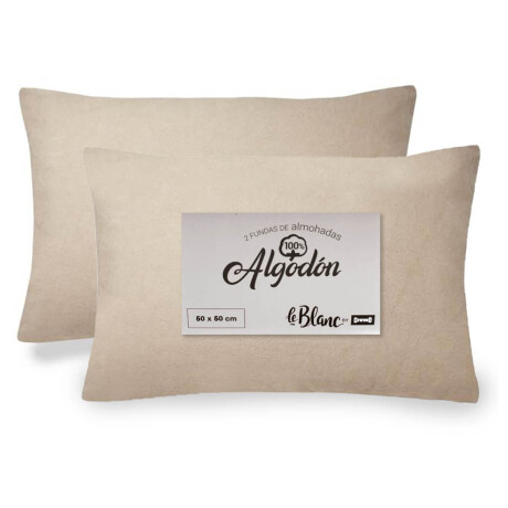 SET FUNDAS ALMOHADA ALGODON NATURAL-BEIGE 50*50 ARENA