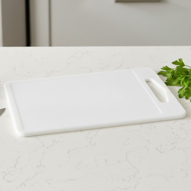 Tabla de picar chica con canaleta de plástico BLANCO