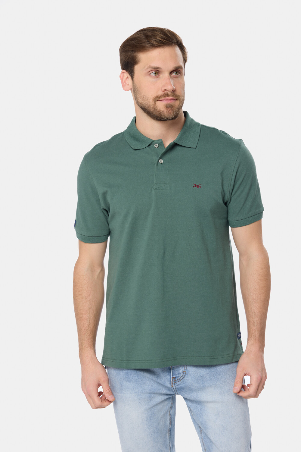 REMERA POLO LISA Verde oscuro