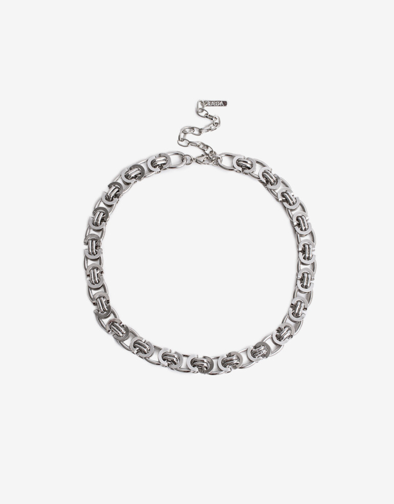 Collares Cortos Metal Collar Corto Cadena Metal - Plateado Rodio