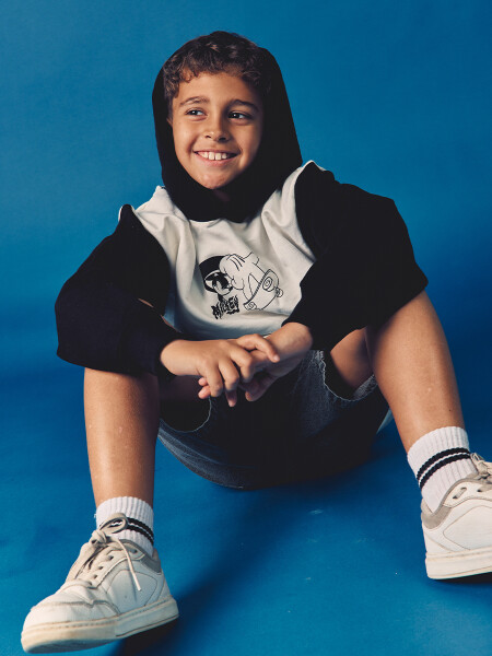 HOODIE BLACK MICKEY CRUDO