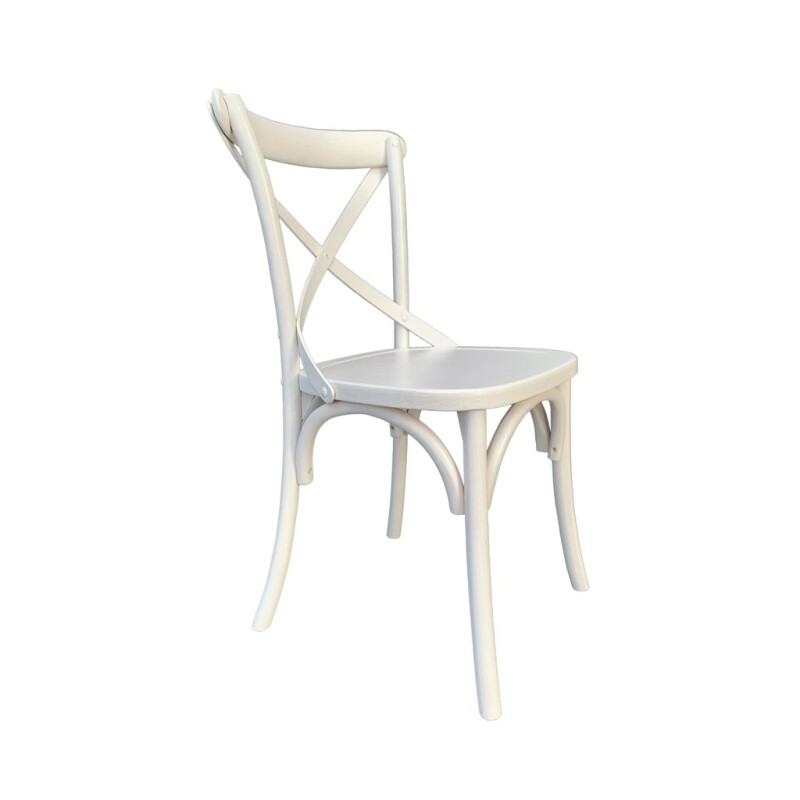 SILLA CROSS 46x42x87CM ASIENTO EN MADERA BLANCO SILLA CROSS 46x42x87CM ASIENTO EN MADERA BLANCO