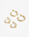 Aros Argollas Set Metal Set De Argollas Margarita Bañado En Oro - Dorado