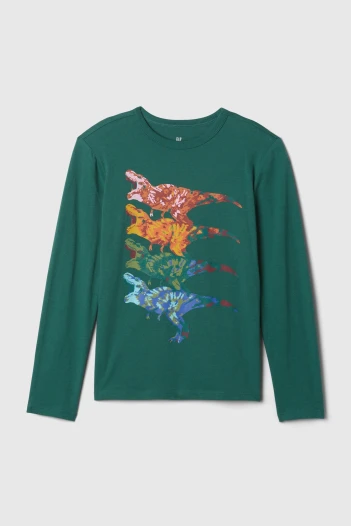Remera Logo Gap Manga Larga Niño Green Dino