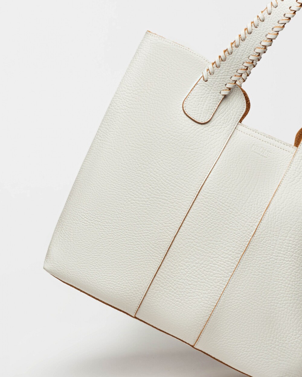 Shopper The Braided en cuero graneado Blanco