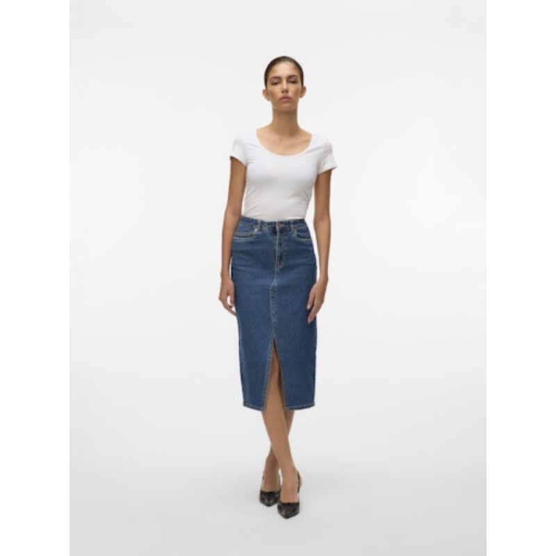 VMVERI HR CALF DENIM SKIRT GA MIX NOOS Medium Blue Denim