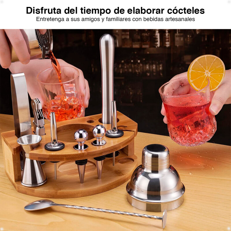 Kit de Coctelería Para Barman Coctelera de 500ml con 12 Piezas de Acero Inoxidable Más Base Kit de Coctelería Para Barman Coctelera de 500ml con 12 Piezas de Acero Inoxidable Más Base