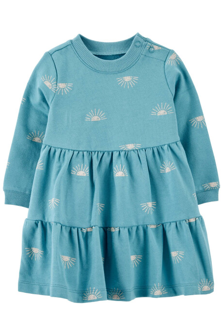 Vestido escalonado de algodón afelpado, diseño soles Sin color