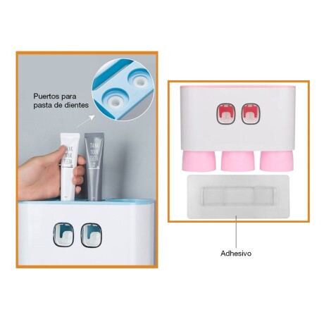 Soporte Cepillos Dispensador Pasta Dientes Multifunción Baño Rosa