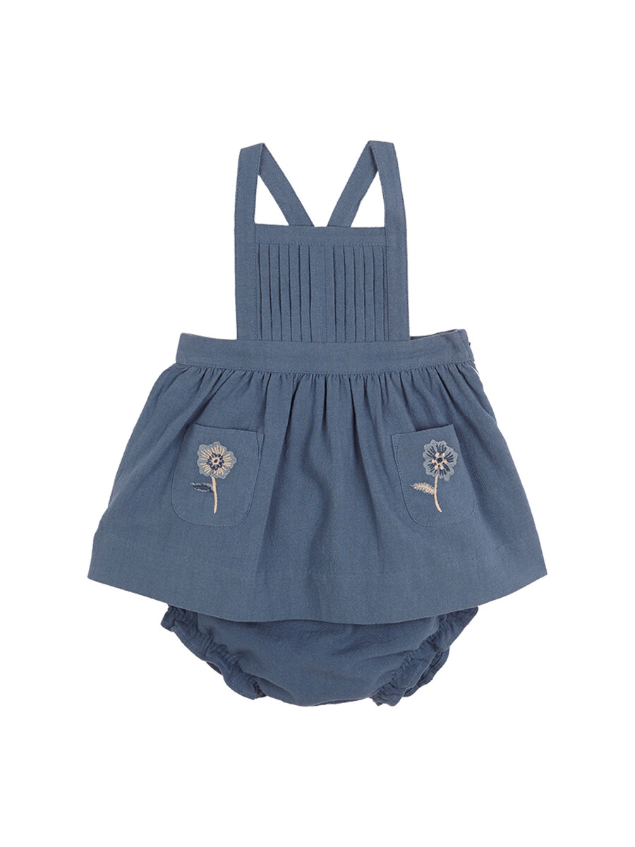 Pichi Con Jaretas Y Bolsillos Bordados Petroleo