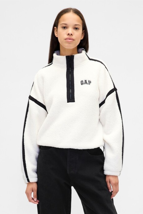 Buzo Polar Medio Cierre Logo Gap Mujer New Off White
