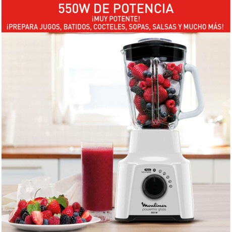 Licuadora Con Jarra De Vidrio Moulinex Powermix 5 Velocidades Color Blanco