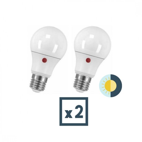 Pack x2 pcs - Lámpara led con Fotocélula 9W E27 Luz Fría