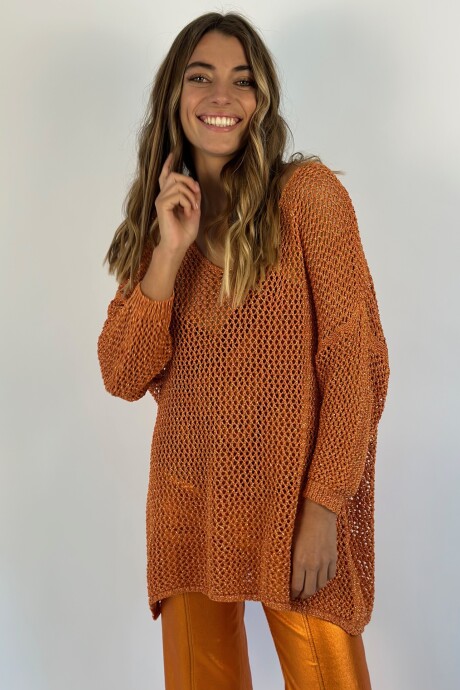 BUZO TEJIDO LUREX AMBAR Naranja