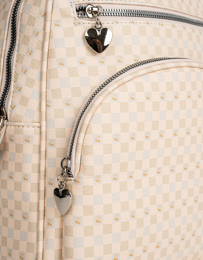 Mochilas Urbanas Mochila De Cuerina Con Pouch - Estampado Geometrico