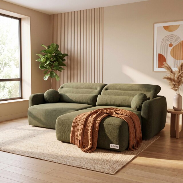SILLÓN SOFÁ LIVING 2 CUERPOS RESPALDO AJUSTABLE VERDE OLIVA