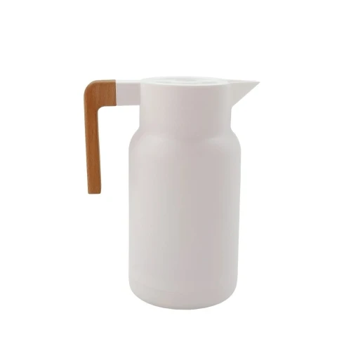 Jarra térmica recta 1L - plástico mango madera Blanco