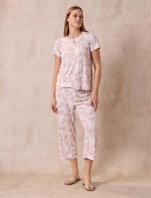 Pijama C/capri MULTI/ROSA