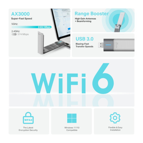 Adaptador de Red Tp-Link Usb Archer Tx50uh Dual Band Ax3000 001