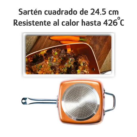 Set Sartén Antiadherente Tapa Vidrio + Molinillo Manual Cobre