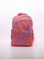 MOCHILA RAYAS DOBLE CIERRE ROSADO